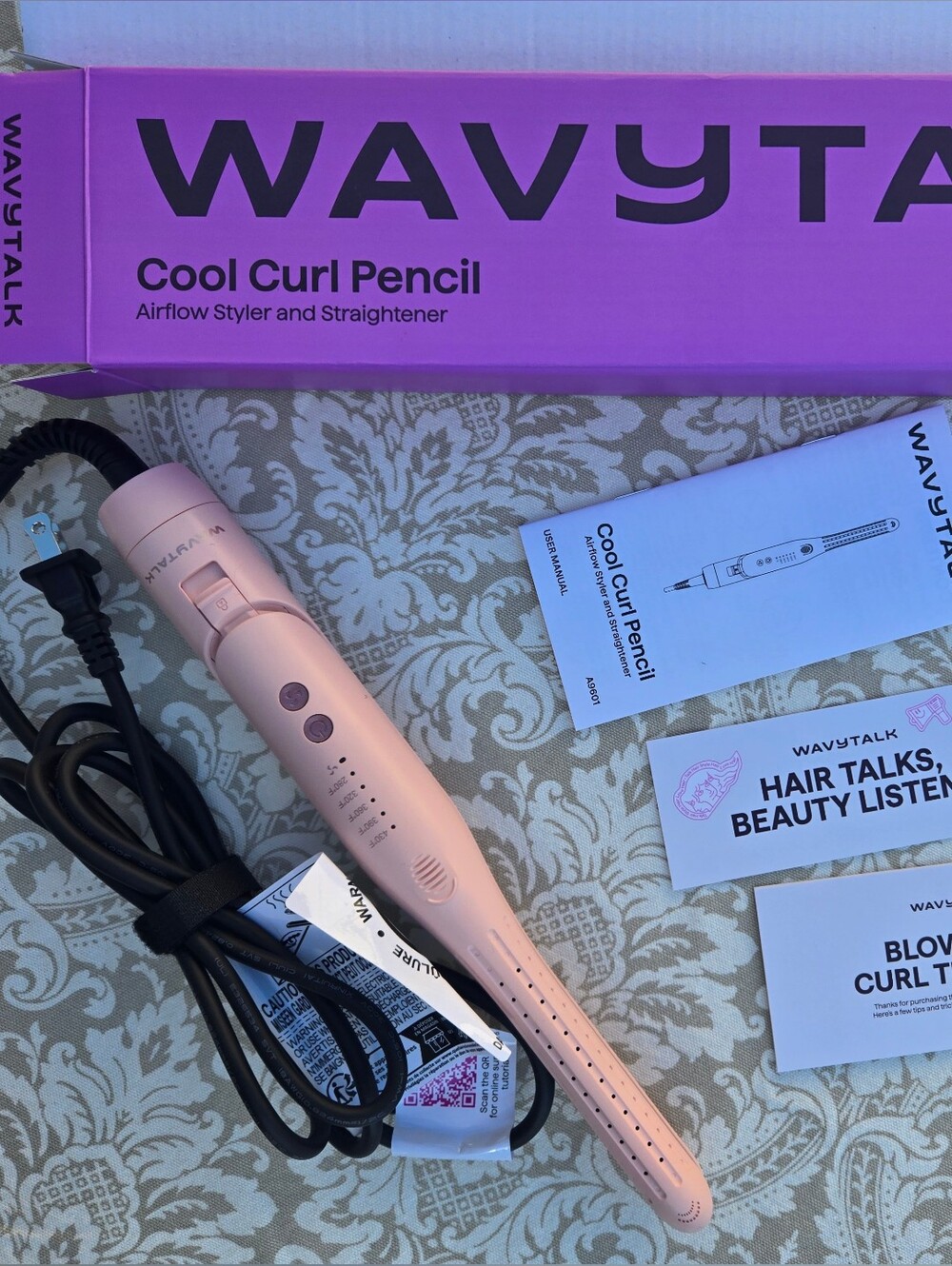 Wavytalk Cool Curl Pencil Airflow Styler & Straightener - Pink